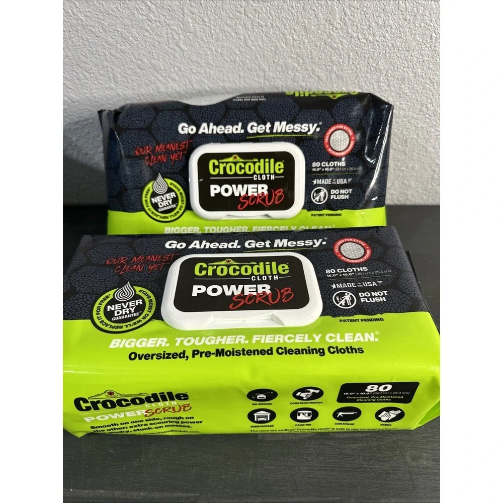 Crocodile Cloth 6500-080 Power Scrub, 80 Count Huge Cloths 2‎ Pack